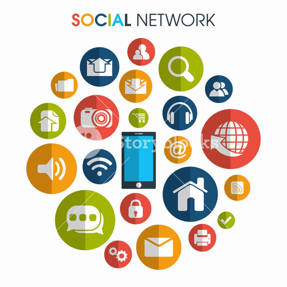 Blane media graphicstock collection of various colorful social media icons signs or symbols on shiny background for network communication concept skto4iipl sb pm