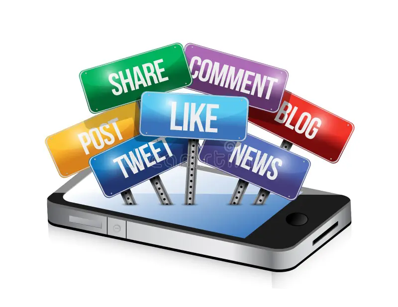 Blane media phone social media signs illustration design over white background 33223479